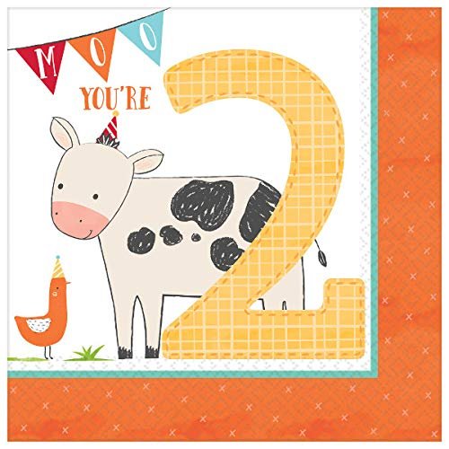 Amscan Barnyard Luncheon Napkins-2nd Birthday, One size, Multicolor