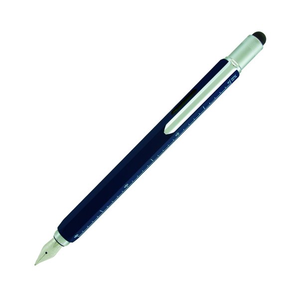 Monteverde USA 9-in-1 Tool Fountain Pen in Blue – Medium Nib, Multifunctional Pen with Stylus, Screwdrivers, Level, and Ruler – Exclusive Collection, Ideal Gift for Professionals