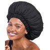 Kitsch XL Satin Bonnet for Sleeping - Satin Silk Hair Bonnet for Women | Ultimate Sleep Protection and Comfort | Silky Smooth Satin Hair Wrap | Wake Up with Beautifully Styled Hair (Black)