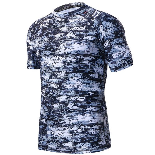ADOREISM Men's Quick-Dry UPF 50+ Sun Protection Short Sleeve Rash Guard (Pixel Light, 2XL)