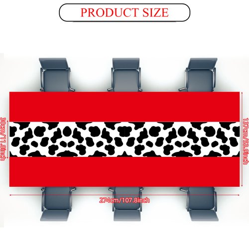 Oudain 4 Pcs 54 x 108 Inch Cow Table Cloths for Party Cow Tablecloth Paisley Table Runner Table Cover Rectangular Birthday Party Decorations Supplies for Home (Red)