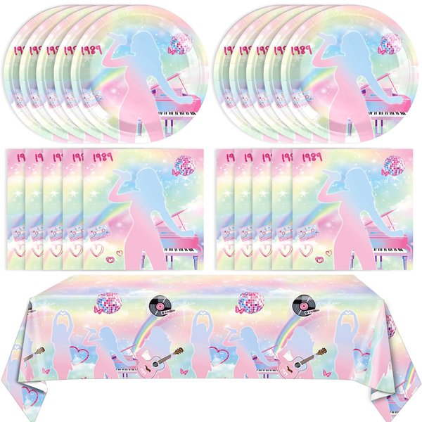 41PCS Music Theme Party Decorations Musical Party Plates Napkins Tablecloth Music Theme Disposable Tableware Music Decor for Girls Boys Music Party Birthday Decorations, Serve 20