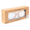 Rae Dunn "JUDY Blue Light Blocking Reading Glasses w/READ MORE Signature Font Microfiber Case (Crystal Pale Blush, 0.0)