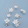 Soulshow 7 Pieces Vintage Silver Leaf Bridal Hair Pins for Women Handmade New Material Polymer Clay Flower Wedding Hair Pins Bridal Hair Accessories