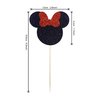 24 PCS Black and Red Mouse Inspired Cupcake Toppers with Bow Glitter Mini Cupcake Picks Decorations for Baby Shower Wedding Kids Birthday Party Supplies