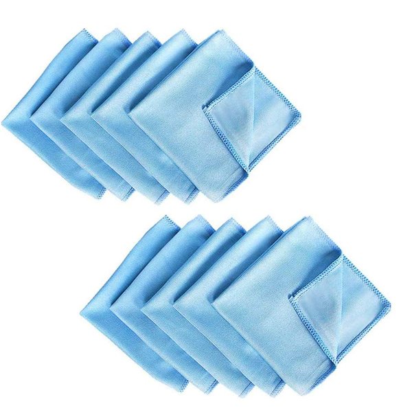 AIVS Microfiber Glass Detailing Cleaning Cloths-10 Pack (12" x 12")-Streak Free-Lint Free-Quickly Clean Windows,Mirrors,Windshield, Computer Screen,TV Tablets and Dishes