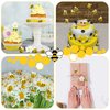 Moukeren Felt Bees for Crafts and Crocheted Spring Flowers Set, Wool Bee Decorations Plush Knitted Flowers for DIY Craft Decoration Party Favors (72 Pcs)