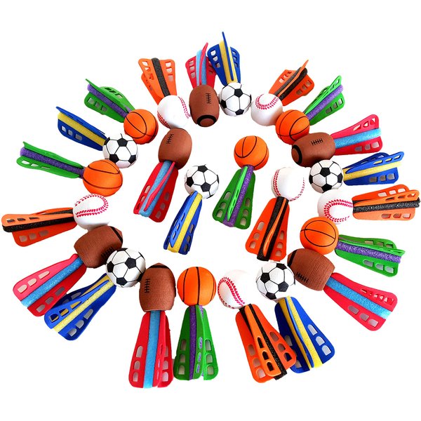 Dondor Enterprises Mini Foam Sports Ball Rocket Launcher Party Favors, Basketball, Baseball, Soccer, Football Foam Rocket Party Favors (12)