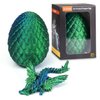 PETBSNVB 7" 3D Printed Dragon with Wings in Egg, Easter Basket Stuffers, Crystal Dragon Surprise in Eggs, Articulated Dragon, Dragon Fidget Toy, Home Office Decor Executive Desk Toy (Laser Blue)