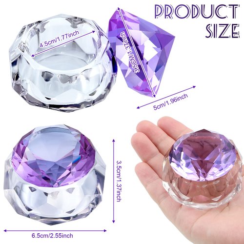 2 Pieces Dappen Dish with Lid, Liquid Powder Dappen Dish for Acrylic Nails Crystal Bowl Glass Dapping Dish Glassware Nail Stand Cup for Nail Manicure Care Tools DIY