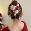 Christmas Claw Clips Christmas Hair Accessories 1 Pcs Plush Hair Claw Clips with Tassel Xmas Plaid Bows Hairpins Nonslip Claw Clip with Bells Cute Rhinestone Red Hair Claws for Women Girls