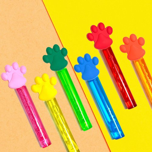 uoyoi Paw Party Favors,24Pcs Paw Print Bubble Wands for Kids,Cute Bubble Wand for Pet Dog Puppy Cat Birthday Party Supplies,Classroom Prizes Pinata Goodie Bag Stuffers Gifts