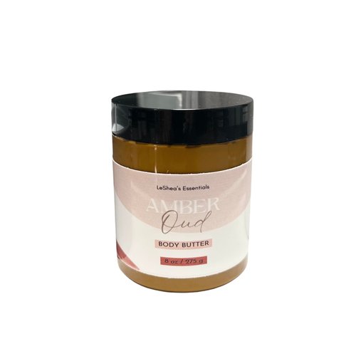 LE SHEA Amber Oud Whipped Body Butter with African Shea Butter, Mango Butter, Vitamin E Oil, Aloe Vera, Hydrating Skin Cream, Vegan Moisturizer, Plant Based Care for Dry Cracked Hands Feet 8 oz