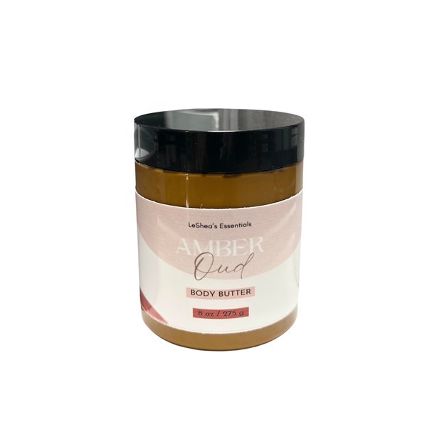 LE SHEA Amber Oud Whipped Body Butter with African Shea Butter, Mango Butter, Vitamin E Oil, Aloe Vera, Hydrating Skin Cream, Vegan Moisturizer, Plant Based Care for Dry Cracked Hands Feet 8 oz