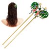KZQtriid Hair Accessories，14k Gold Plated Copper，Vintage Handcrafted，Colour Enamels Jade Butterfly U-Shape Hair Stick And HairClip.Hair Chopsticks For Women