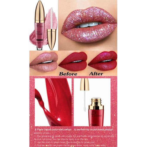 Easilydays Christmas Diamond Shiny Matte Lipstick, Gothic Glitter Liquid Lip Gloss, Sparkling High Pigment Waterproof Long Lasting Lipsticks, Bold Shimmer Lip Glaze Lips for Masquerade, Cosplay, Halloween Makeup (#15)