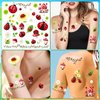 HOWAF 4 Sheets Ladybug Face Tattoos Black & Red Lady Bug Face Tattoos for Women Girls Makeup, Spring Season Ladybug Temporary Tattoos for Beetle Party Birthday Supplies ladybug Costume Accessories