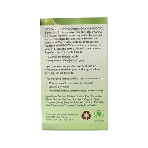 Conti Castile Pure Organic Olive Oil Sensitive Skin Bar Soap 3.7 Oz (Value Pack of 2)