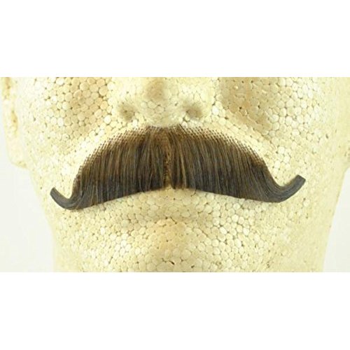 European Moustache MEDIUM BROWN - Spirit Gum Included! - 100% Human Hair - no. 2012 - REALISTIC! Perfect for Theater - Reusable!