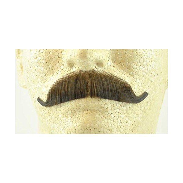 European Moustache MEDIUM BROWN - Spirit Gum Included! - 100% Human Hair - no. 2012 - REALISTIC! Perfect for Theater - Reusable!