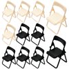 10pcs Mini Foldable Chairs Doll House Furniture and Accessories Set Plastic Miniature Chair Mini Scene Decor Phone Holder Stand Miniature Furniture, Black and White