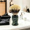 Parker King Size Pure Badger Bristle Shaving Brush – Brush Stand Included - Overszied 24mm 3-Band-Badger Brush Knot - Generates a Giant Lather