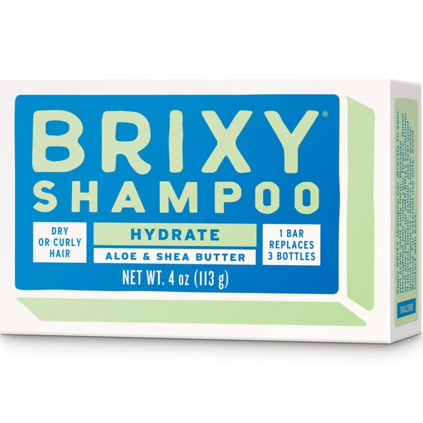 BRIXY Hydrating Shampoo Bar For Dry Or Curly Hair | Aloe, Shea Butter, & Avocado Oil | Ceramide & Niacinamide Support The Moisture Barrier | pH Balanced, Color Safe, Vegan, Plastic Free