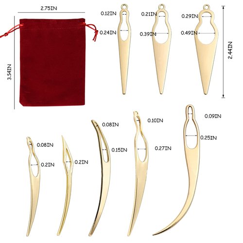 8 Pcs Interlocking Tool for Locs and 1 Storage Velvet Bag Dreadlock Crochet Needle Easy Hair Loc Needle Tools for Dreads Hair Tightening Loc Accessories Interlocks or Sisterlocks Gold
