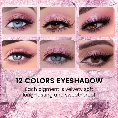 12Colors White Purple Eye Shadow Palette Makeup,Highly Pigmented Matte Shimmer Eyeshadow Palette White Purple Eye Shadows Long Lasting Waterproof Blendable Naturing-Looking,Great for Travel Gift Kit