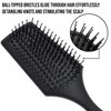 Giorgio Detangling Paddle Brush and Cushion Hair Brush - Set of Black Air-Cushion Paddle Brush with Ball Tip Bristles - Women and Mens Hair Brush, Wet or Dry, Long, Thick, or Curly Hair