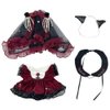 niannyyhouse 20cm Plush Doll Clothes Pearl Veil Dress Headdress Collar Dark Rose Outfit 8in Dolls Dress Up Accessories (Red)