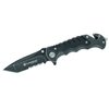 SMITH & WESSON Border Guard SWBG10S 8.3in High Carbon S.S. Folding Knife with 3.5in Serrated Tanto Blade and Aluminum Handle for Outdoor, Tactical, Survival and EDC, Black