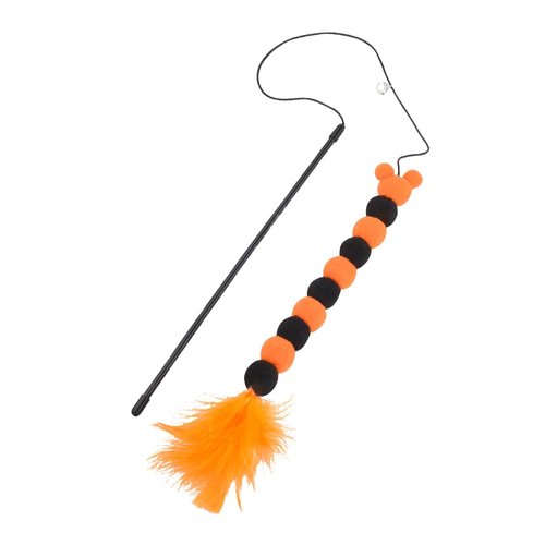 Yreamont Halloween Cat Toys Wand Interactive Cat Toy for Indoor Cats Teaser Toy with Bell Plush Cat Teaser Wind Halloween Cat Stuff for Kittens Halloween Pet Toys for Cat Halloween Accessories