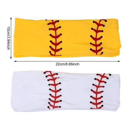 Honbay 2PCS Outdoor Sports Hairbands Hair Accessories Baseball Headband Softball Headband Non Slip Elastic Yoga Workout Headband Fashion Ball Print Bicycle Bandanas Head Wrap for Men and Women (A)