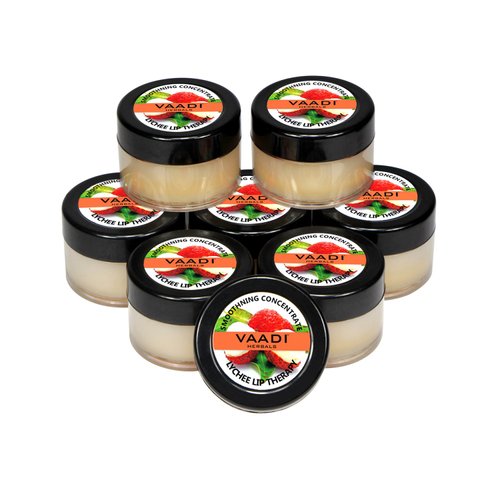 Lip Balm - ★ Smoothning - ★ Lychee Flavor - ★ All Natural - ★ Pack of 8 X 10 GMS(0.35 Ounces) in Tin - Vaadi Herbals