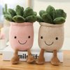 WUZHOU Tulip Plush Toy, 13.7" Flower Pot Stuffed Plushie Pillow Decoration, Soft Fluffy Toy Succulent Plants Friend Throw Pillow, Multicolor (Khaki-Succulent)