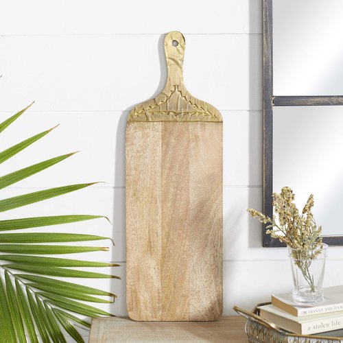 Deco 79 Wood Cutting Board with Gold Accents, 23" x 8" x 1", Brown