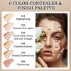 6 Colors Correcting Concealer Cream Contour Palette,Long Lasting Concealer Cream Makeup Palettes with Concealer Brush,Multi-purpose Contouring Liquid Foundation Makeup Kit