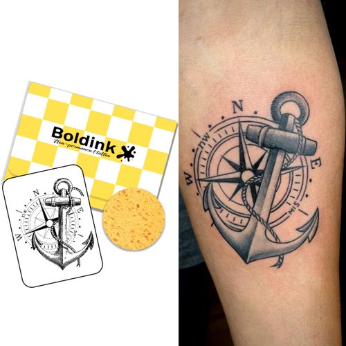 Boldink Temporary Tattoos, semi permanent tattoos, 15-day long lasting tattoo sticker, waterproof and anti-reflective, unique design（Anchor 4）