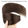 ABH AmazingBeauty Hair Semi-permanent Tape Attached Real Remi Remy Human Hair Extensions Tape in 50g 20pcs Invisible Seamless Reusable Skin Weft Dark Brown Color 2 18 Inch