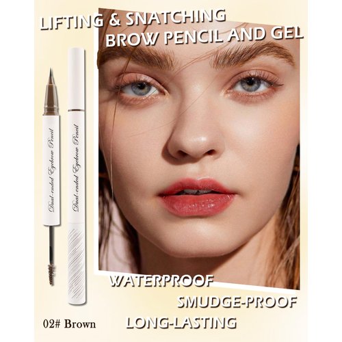 2-in-1 Eyebrow Pencil & Tinted Brow Gel, Brown Waterproof Liquid Micro Eyebrow Pencil Long Lasting Tinted Brow Gel, Smudge-proof Thickening Eyebrow Mascara Brow Pen Lift & Snatch Eyebrow Eye Makeup