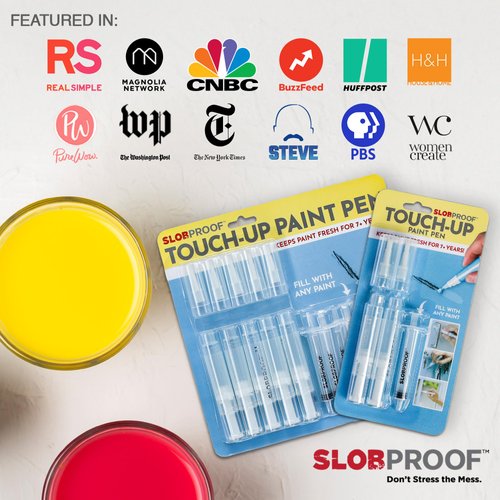Slobproof Touch Up Paint Pen- Refillable Paint Brush Pens 2 in 1 Pack- Refillable Paint Pens for Walls, Touch up Work, Paint Touch Up Pen for Walls, Furniture, Kitchen Cabinet, Wood, Floor, Window