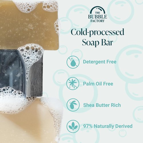 The Bubble Factory Handmade Natural Bath & Body Soap Bar, Vegan, All-Natural, Palm Oil Free, Made in USA, Shea Butter + Essential Oils, Eucalyptus/Charcoal Mud Tea Tree/Unscented, 3 Bars