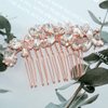 Crystal Wedding Hair Comb Silver Bridal Headpiece Bride Sparkly Rhinestone Hair Side Comb Bridesmaid Pearl Hairpieces Side Combs Hair Accessories for Women (Rose Gold)