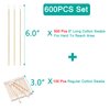 500 Pcs 6" Long Cotton Swabs with Wooden Sticks - Lint Free Gun Cleaning Swabs - Cotton Tipped Applicator for Makeup, Gun Cleaning & Lubricating, Pet Care, Hard-to-Reach Area Cleaning Tools