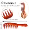 Sitronugras Handmade Wide Tooth Wooden Comb, Head Scalp Massage Comb, Sandalwood Hair Comb Hair Pick, Anti-Static Natural Hair Detangler Wood Comb For Men and Women with free pouch