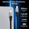 HOTUTUKI 80 Gbps Data Transfer,USB 5 Cable 6.6 ft, Supports 16K/Dual8K HD Display, 240W Charging USB c to USB c Monitor Cable, Compatible with Thunderbolt 5, Thunderbolt 4/3,USB c Cord