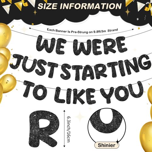 Fulmoon We Were Just Starting To Like You Banner, Going Away Party Decorations Retirement Banner Farewell Party Decorations Goodbye Party Decorations Moving Party Supplies and Gifts (Black)