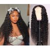 Deep Wave Lace Front Wigs Human Hair Wigs for Black Women Curly Human Hair Wigs Wet and Wavy Lace Front Wig Human Hair Glueless Wigs Human Hair with Baby Hair 150% Density(Natural Color, 18 Inch)