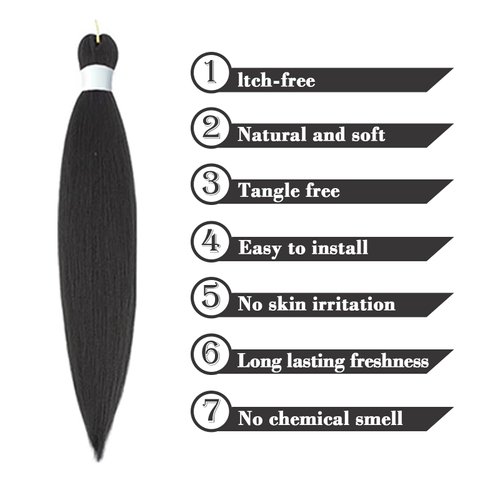 2# Pre stretched Braiding Hair, 26 Inches Kanekalon Box Braids Hair Extensions, 3 Packs Yaki Texture Braiding Hair Pre stretched